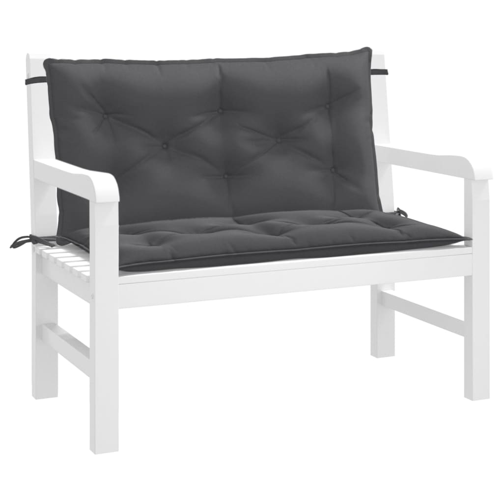VidaXL Gartenbankkissen, 2 Stück, 100 x 50 x 7 cm, Stoff, meliertes Anthrazit