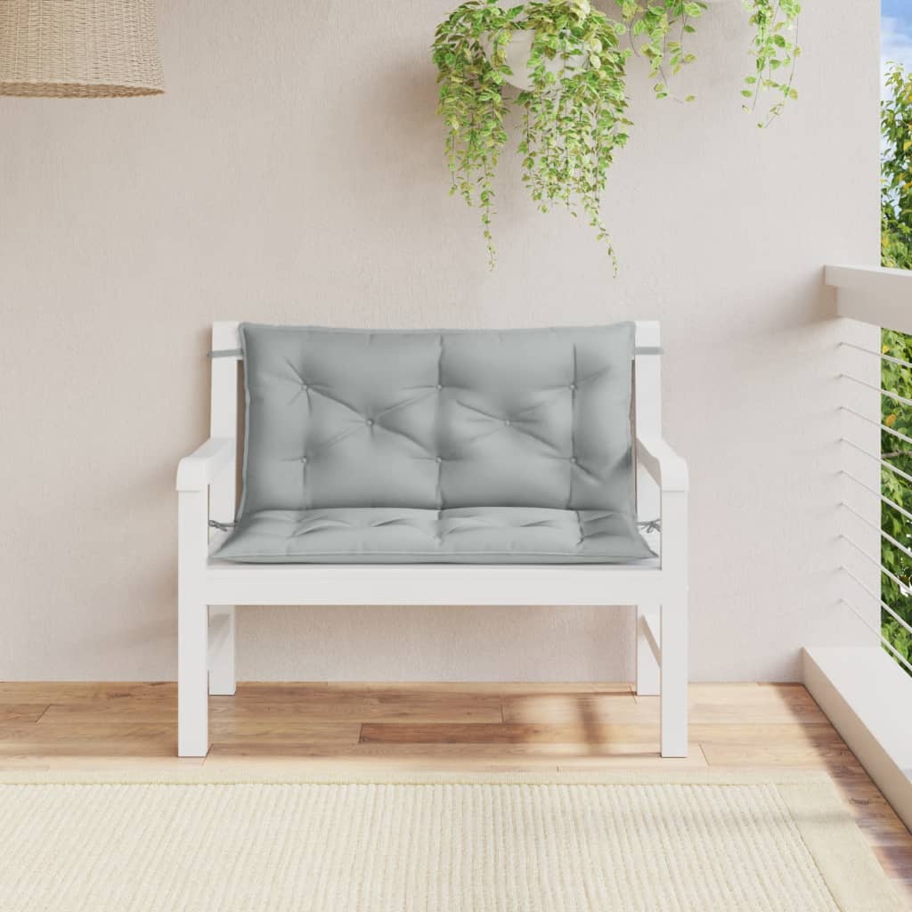 VidaXL Gartenbankkissen, 2 Stück, 100 x 50 x 7 cm, melierter Stoff, Hellgrau