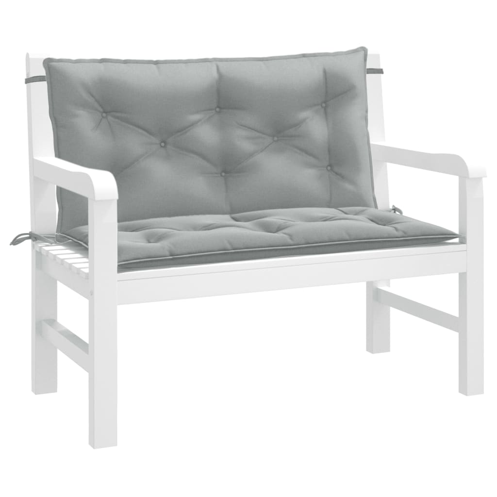 VidaXL Gartenbankkissen, 2 Stück, 100 x 50 x 7 cm, melierter Stoff, Hellgrau