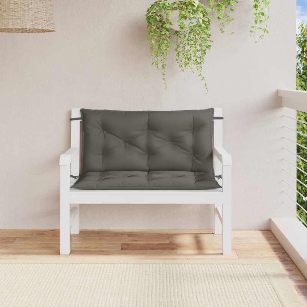 VidaXL Gartenbankkissen, 2 Stück, 100 x 50 x 7 cm, melierter Stoff, Dunkelgrau