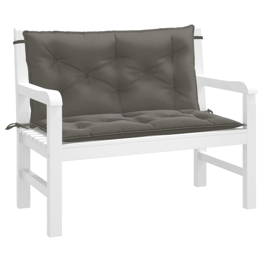VidaXL Gartenbankkissen, 2 Stück, 100 x 50 x 7 cm, melierter Stoff, Dunkelgrau
