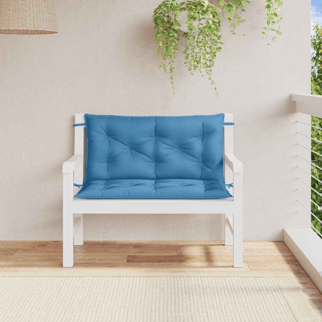 VidaXL Gartenbankkissen, 2 Stück, 100 x 50 x 7 cm, Stoff, meliertes Blau