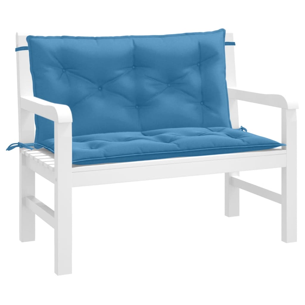 VidaXL Gartenbankkissen, 2 Stück, 100 x 50 x 7 cm, Stoff, meliertes Blau