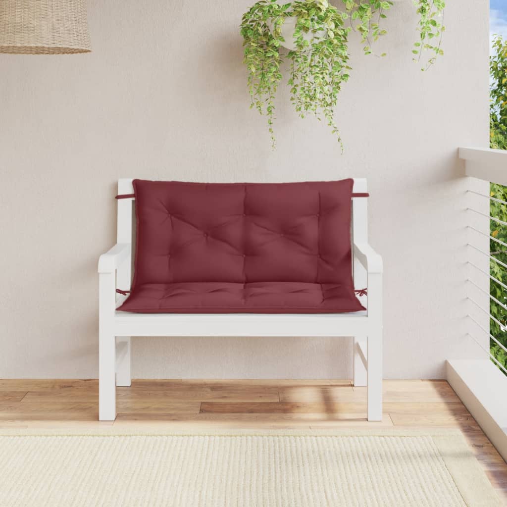 VidaXL Gartenbankkissen, 2 Stück, 100 x 50 x 7 cm, melierter Stoff, weinrot
