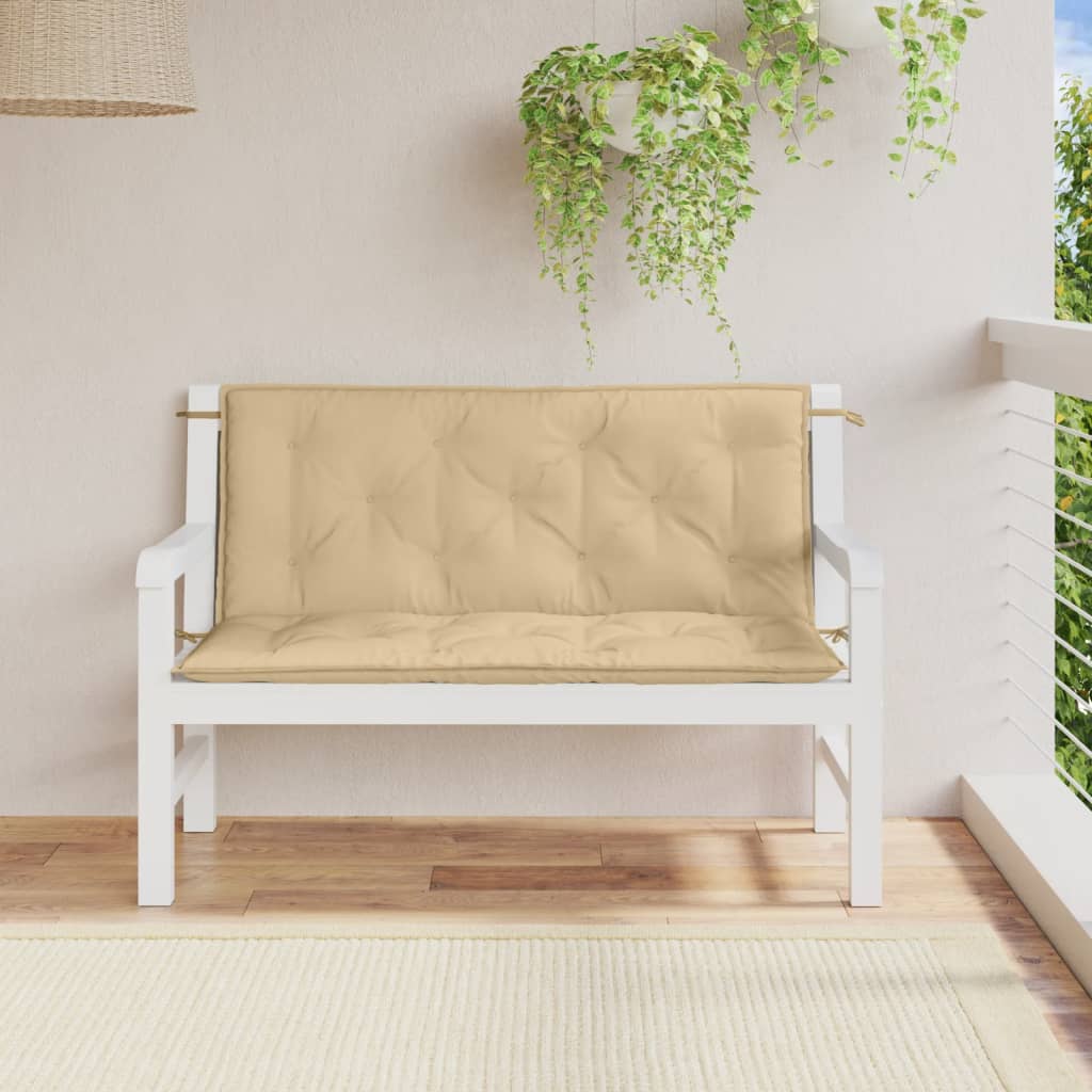 VidaXL Gartenbankkissen, 2 Stück, 120 x 50 x 7 cm, melierter beiger Stoff