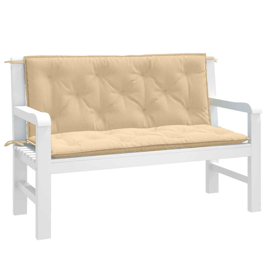 VidaXL Gartenbankkissen, 2 Stück, 120 x 50 x 7 cm, melierter beiger Stoff