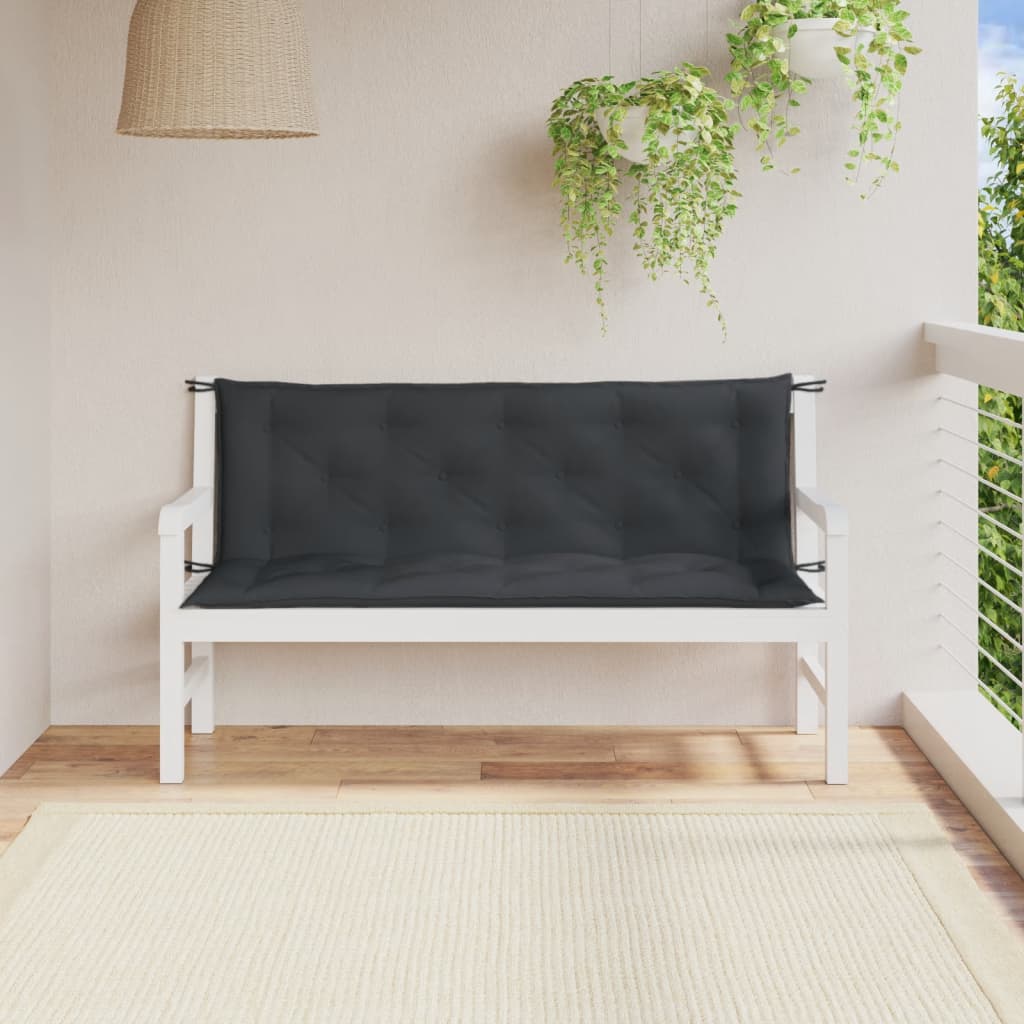 VidaXL Gartenbankkissen, 2 Stück, 150 x 50 x 7 cm, Stoff, meliertes Anthrazit