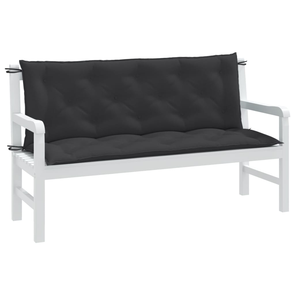 VidaXL Gartenbankkissen, 2 Stück, 150 x 50 x 7 cm, Stoff, meliertes Anthrazit