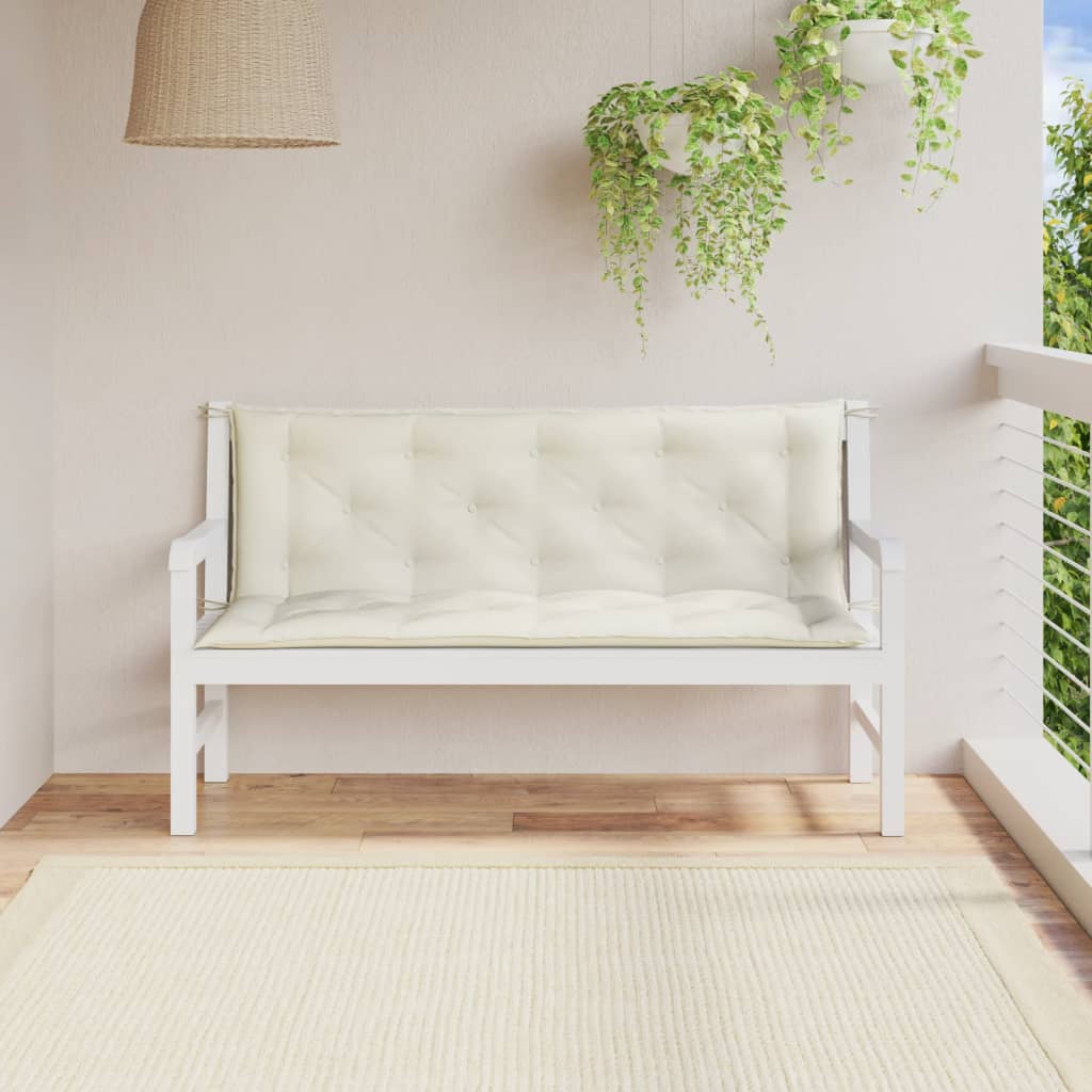 VidaXL Gartenbankkissen, 2 Stück, 150 x 50 x 7 cm, melierter Stoff, cremefarben