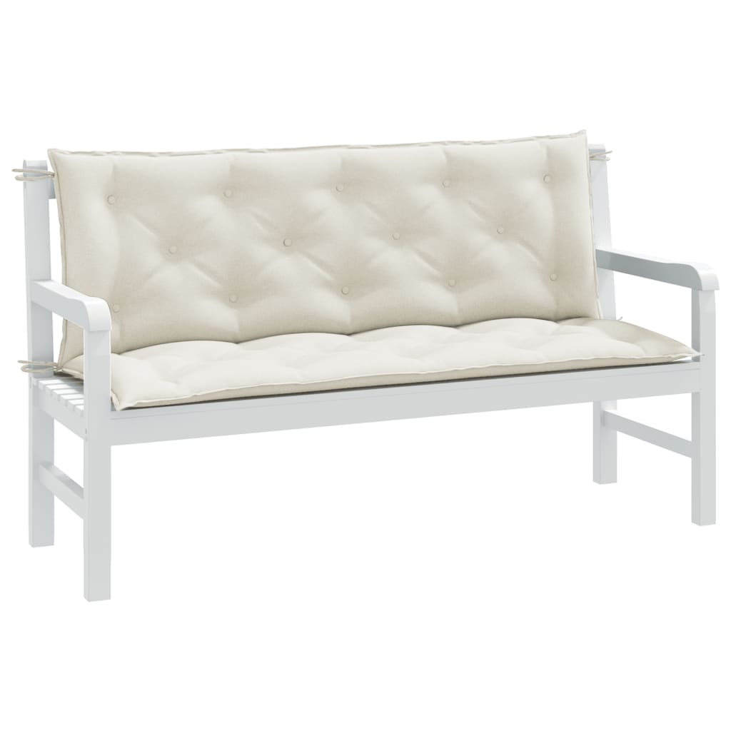 VidaXL Gartenbankkissen, 2 Stück, 150 x 50 x 7 cm, melierter Stoff, cremefarben