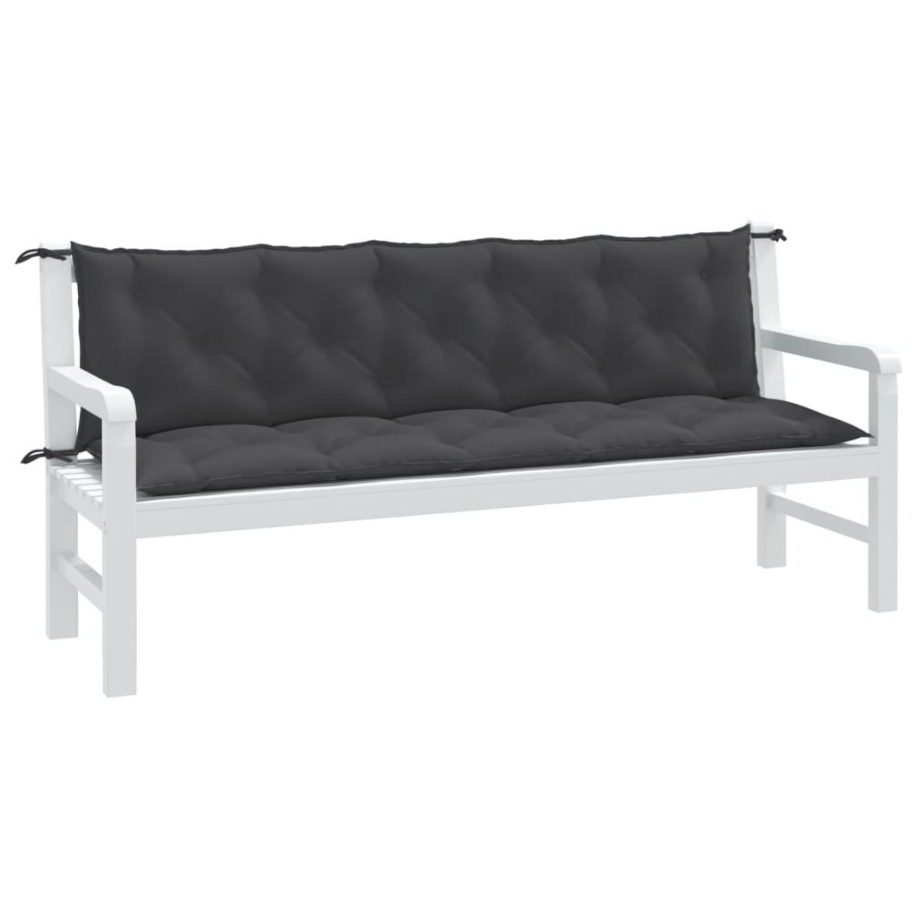 VidaXL Gartenbankkissen 2 Stück 180x50x7 cm Stoff Gemischte Anthrazitfarbe