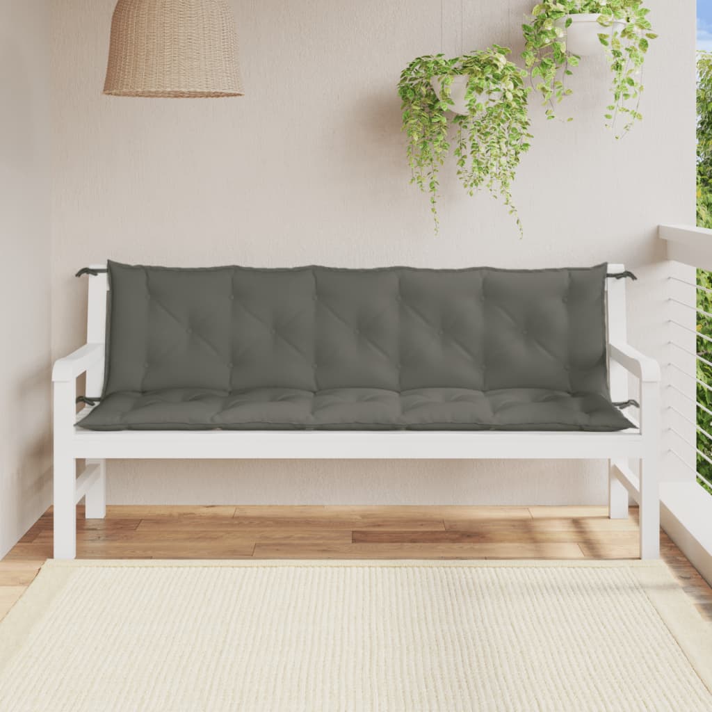 VidaXL Gartenbankkissen 2 Stcs 180x50x7 cm Stoff Gemischt Dunkelgrau