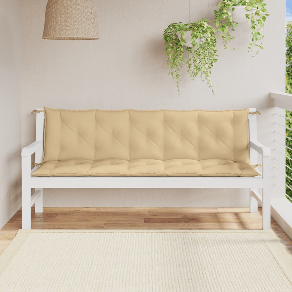 VidaXL Gartenbank Pushions 2 Stück 180x50x7 cm Stoff Gemischt Beige