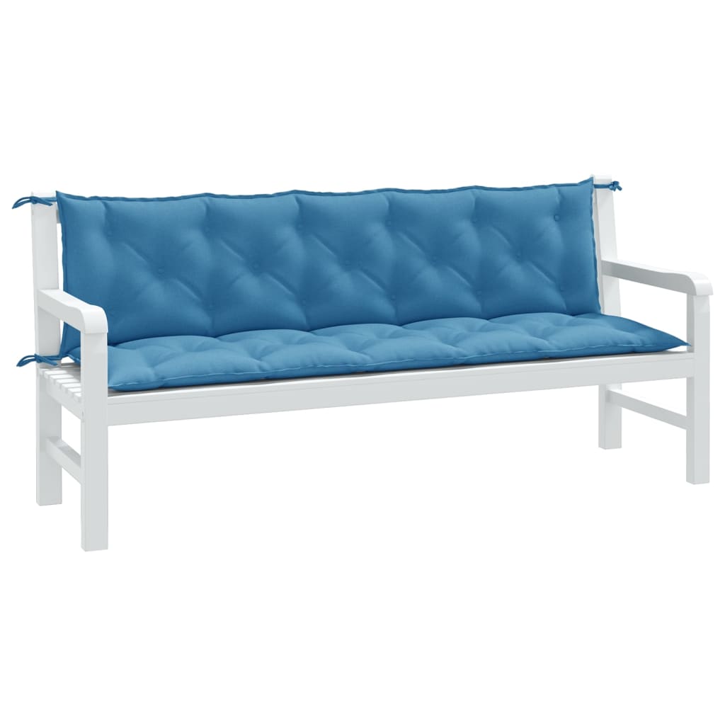VidaXL Gartenbankkissen 2 Stcs 180x50x7 cm Stoff Gemischt Blau