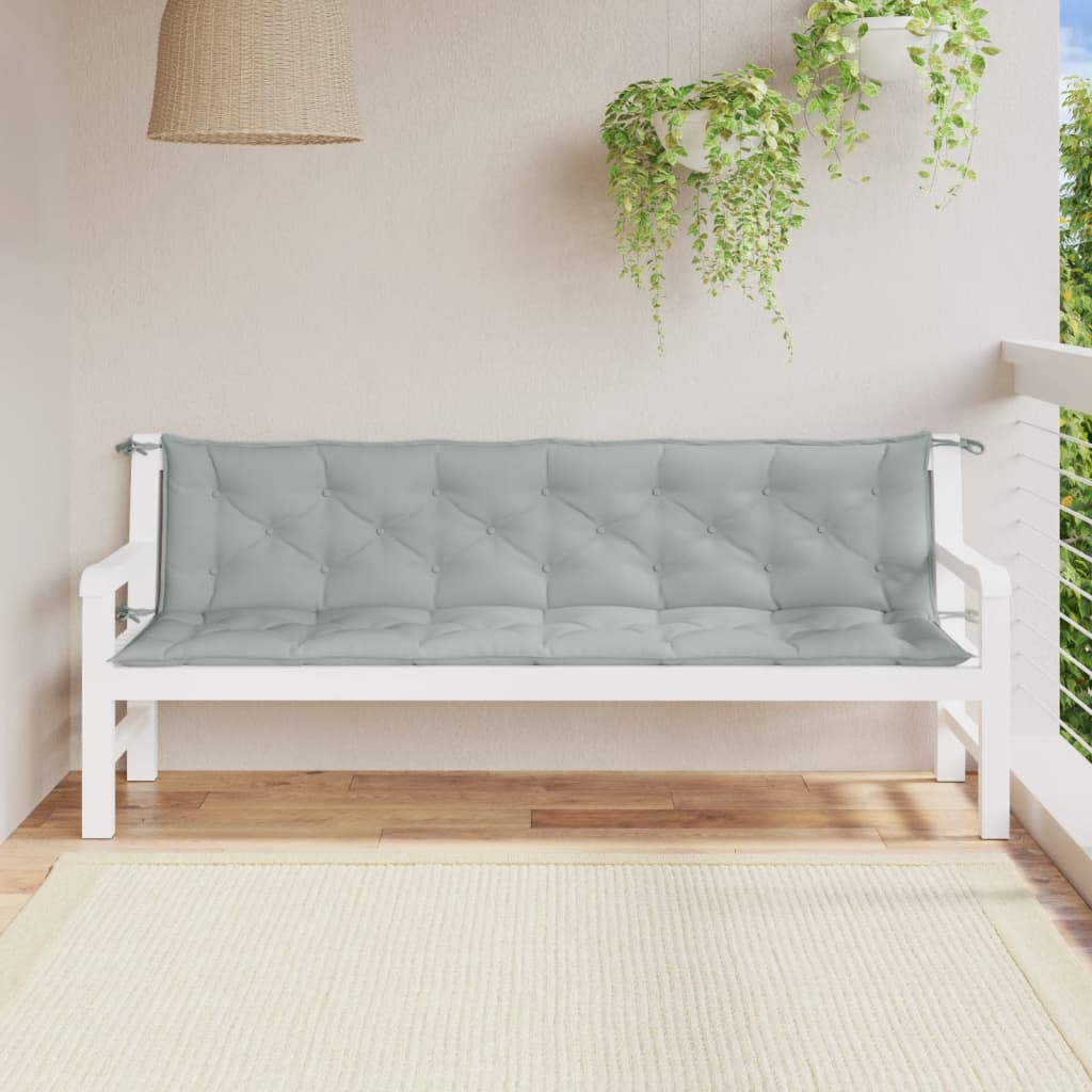 VidaXL Gartenbank Kissen 2 Stück 200x50x7 cm Gemischt hellgrau Stoff