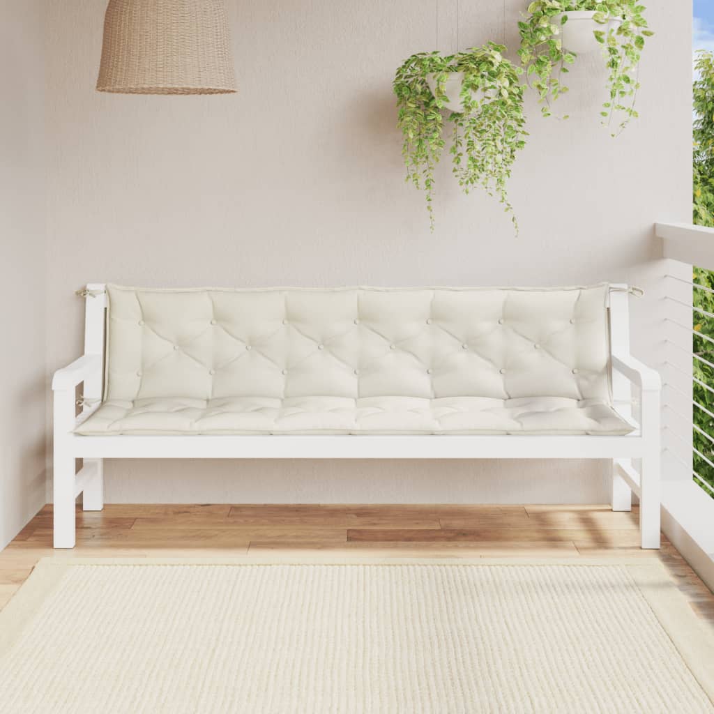 VidaXL Gartenbankkissen 2 ST 200x50x7 cm Stoff Gemischt Creme -geläutet