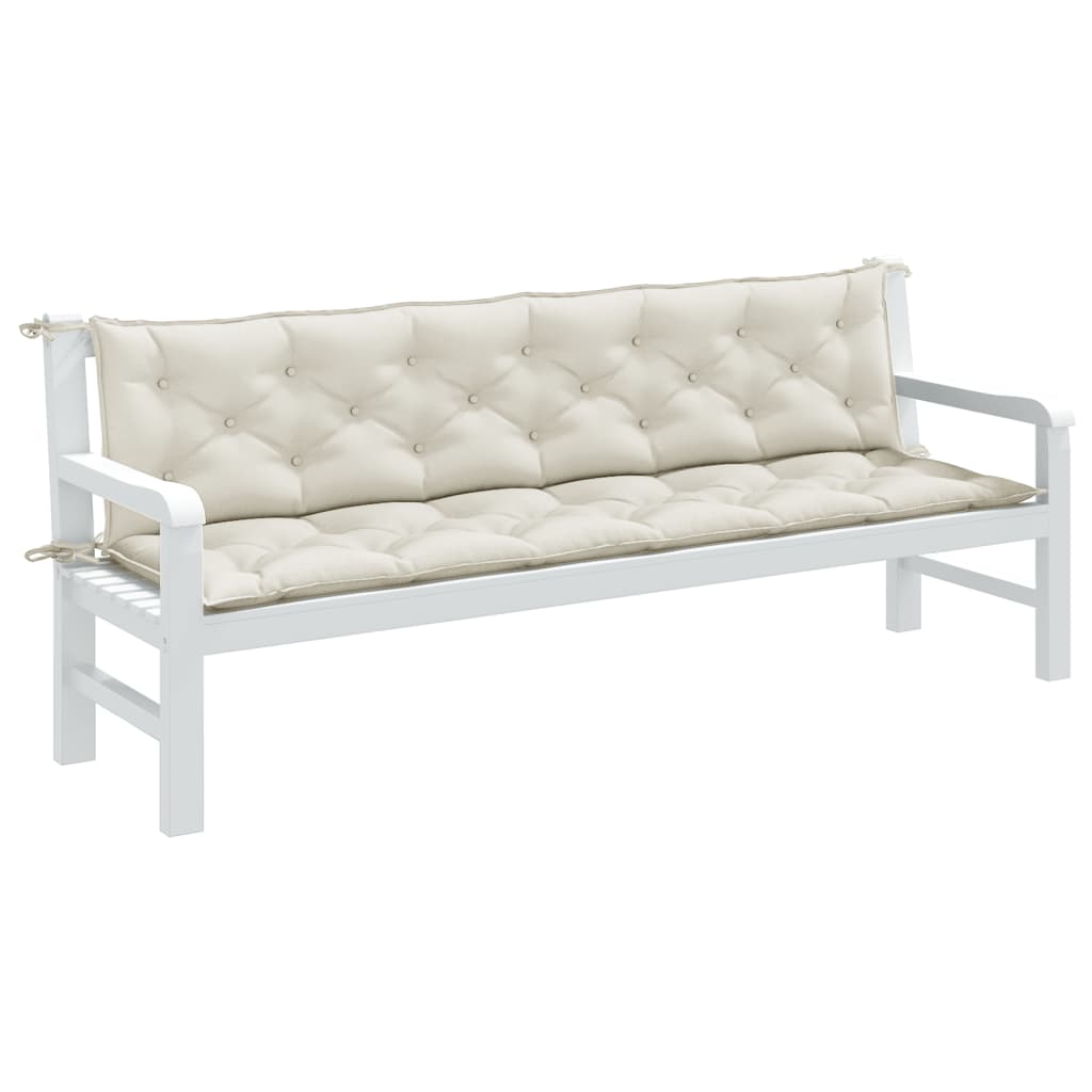 VidaXL Gartenbankkissen 2 ST 200x50x7 cm Stoff Gemischt Creme -geläutet