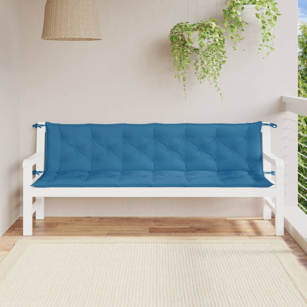 VidaXL Gartenbank Kissen 2 ST 200x50x7 cm Stoff Gemischt Blau
