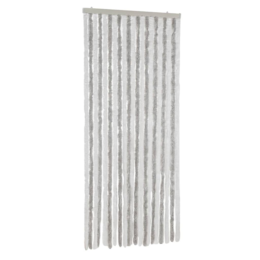 VidaXL Fliegengitter 90x200 cm Chenille Hellgrau und Weiß