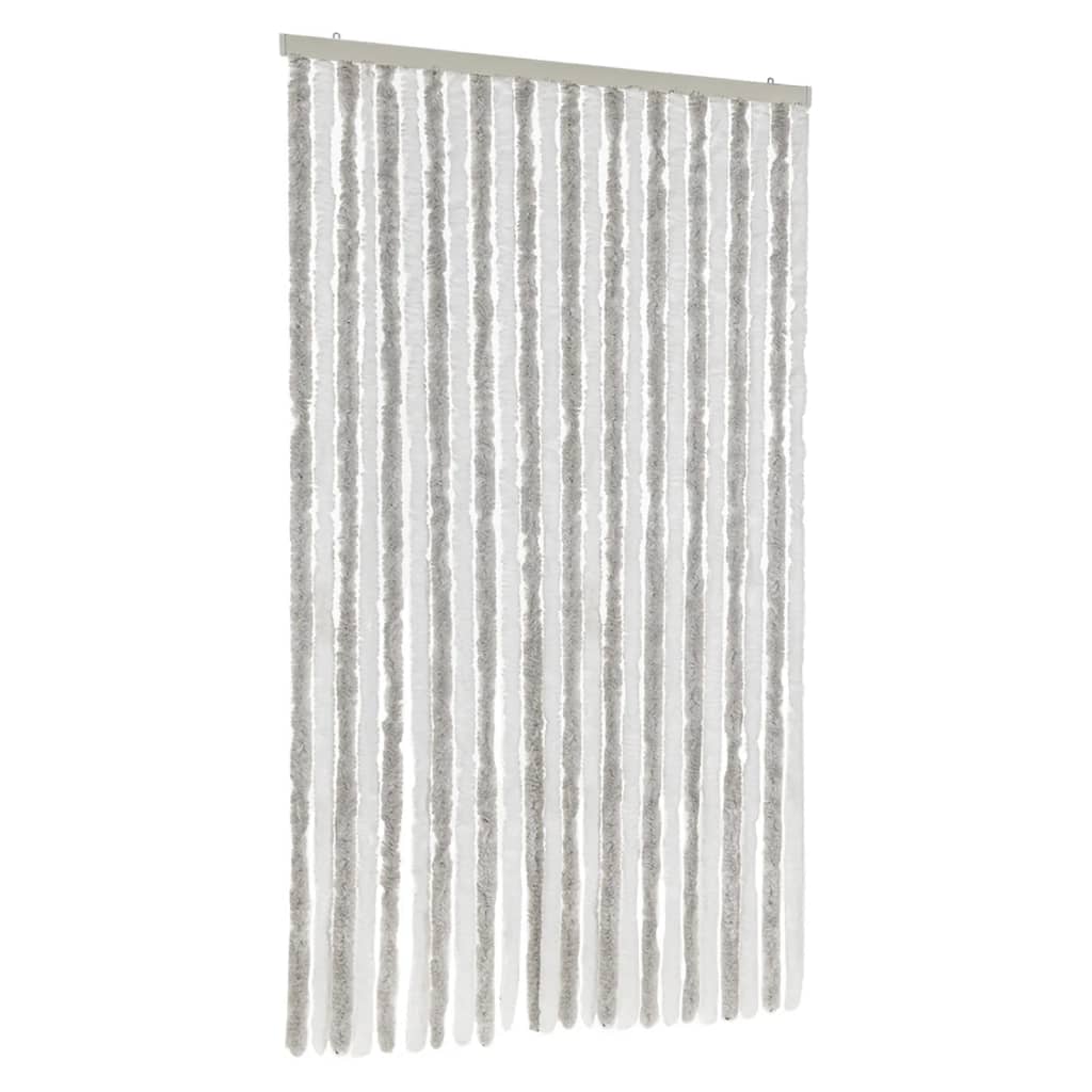 VidaXL Fliegengitter 100x220 cm Chenille Hellgrau und Weiß