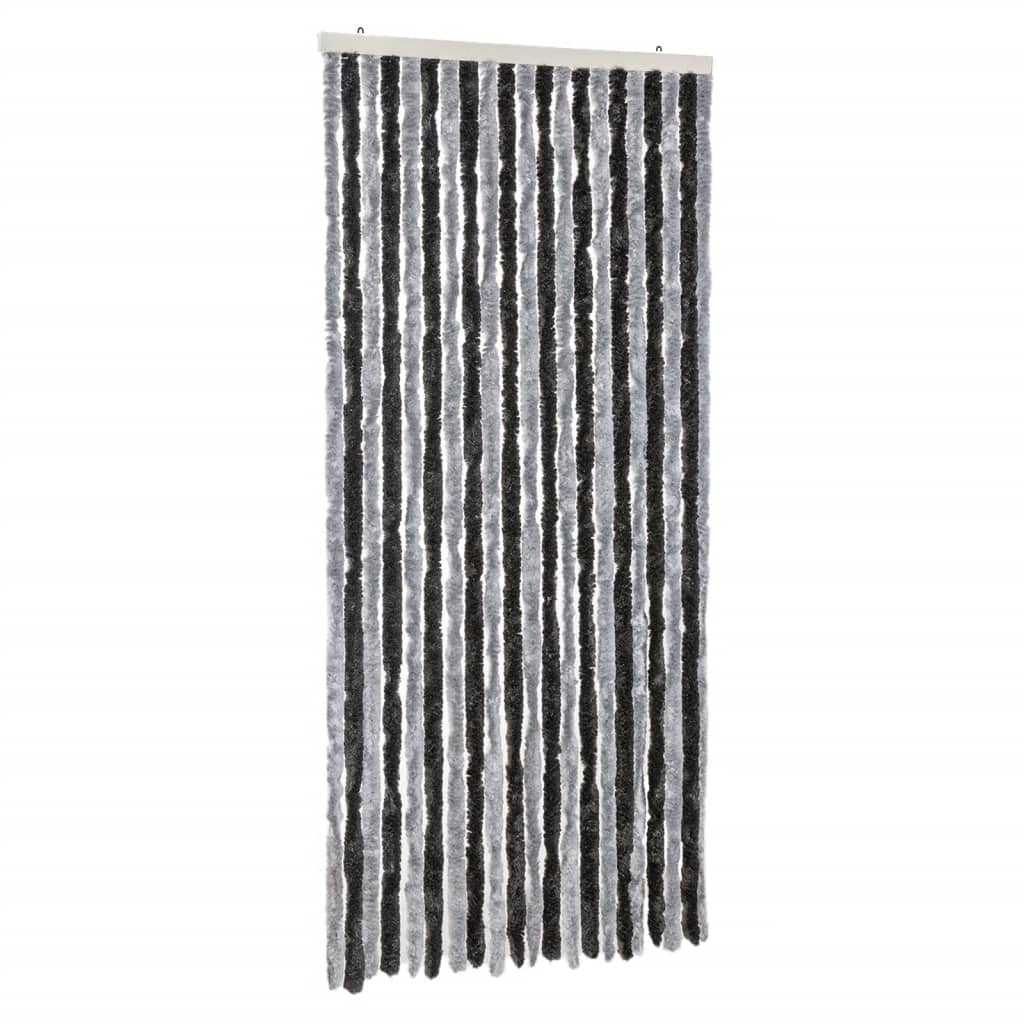 VidaXL Fliegengitter 90x220 cm Chenille Grau und Schwarz