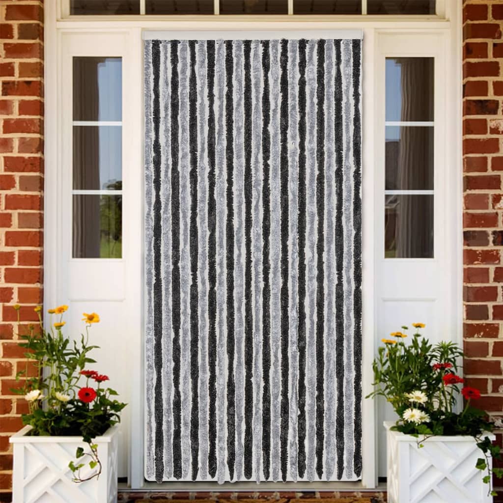 VidaXL Fliegengitter 100x200 cm Chenille Grau und Schwarz