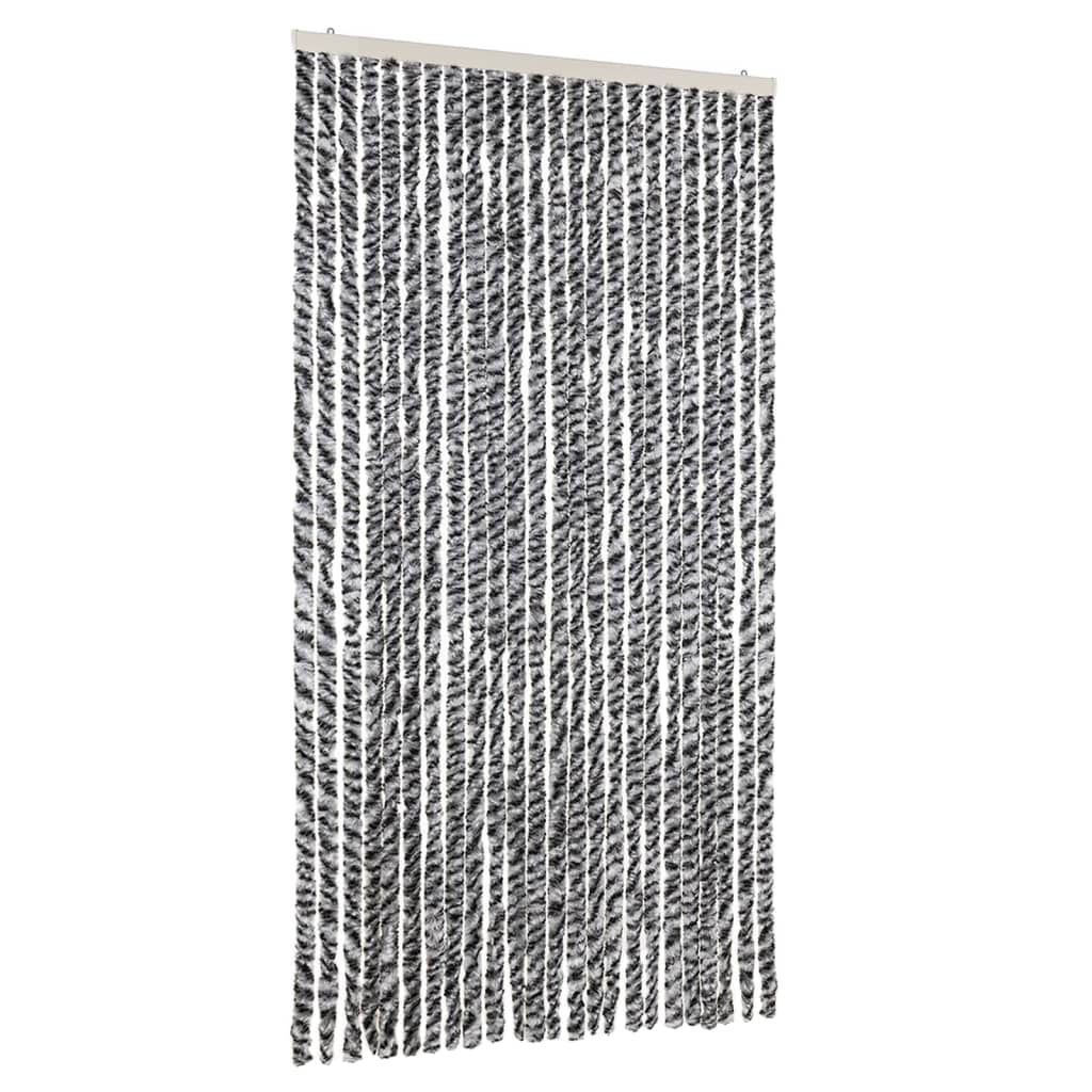 VidaXL Fliegengitter 100x220 cm Chenille Grau und Schwarz-Weiß