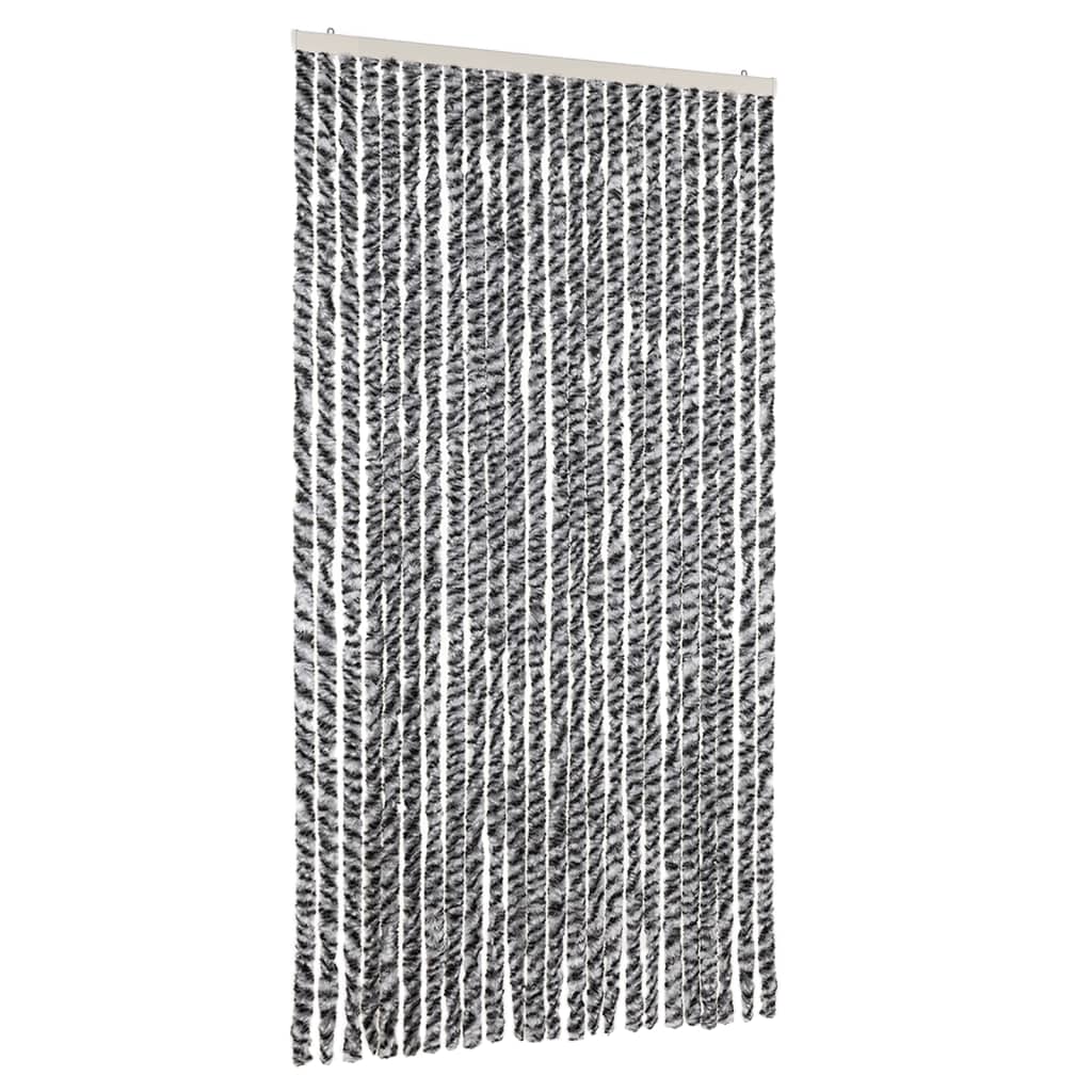 VidaXL Fliegengitter 100x230 cm Chenille Grau und Schwarz-Weiß