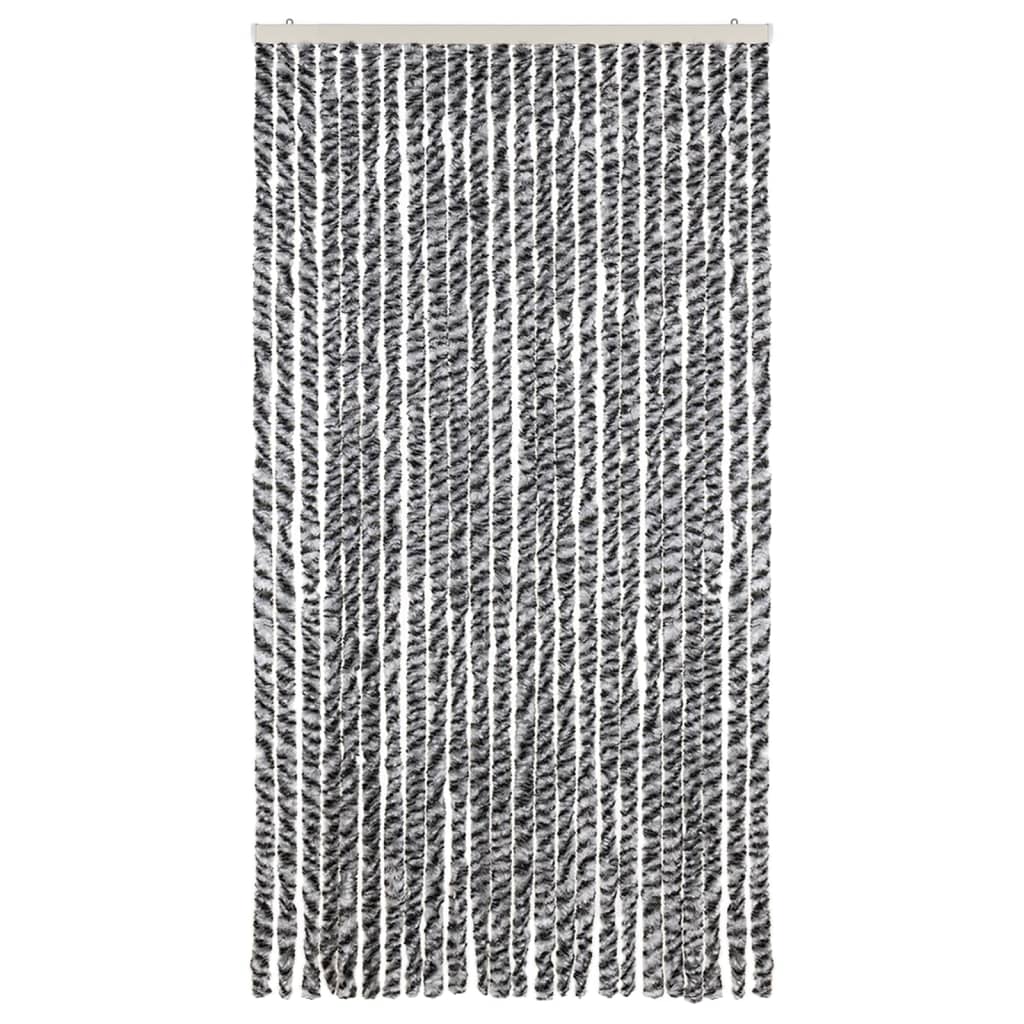 VidaXL Fliegengitter 100x230 cm Chenille Grau und Schwarz-Weiß