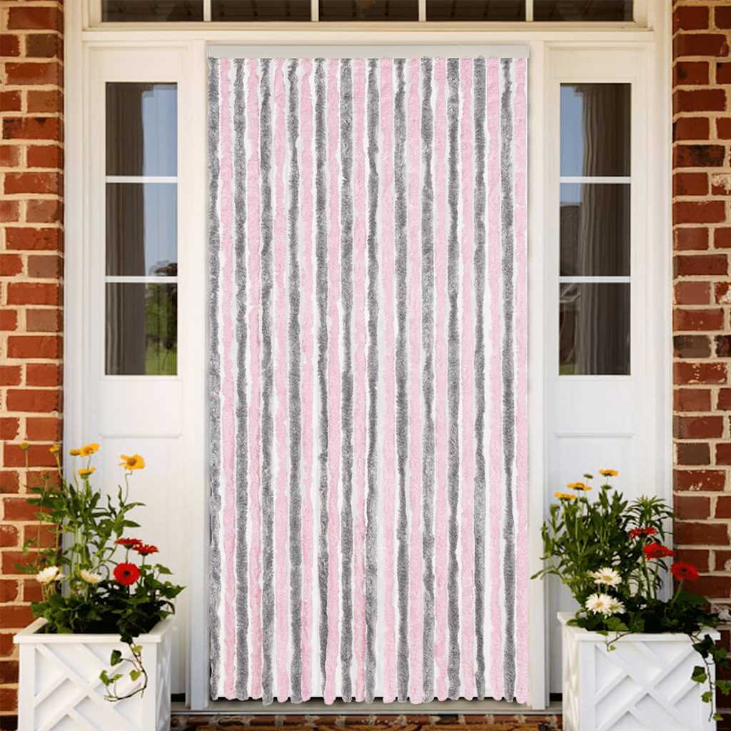 VidaXL Fliegengitter 100x200 cm Chenille silbergrau und rosa