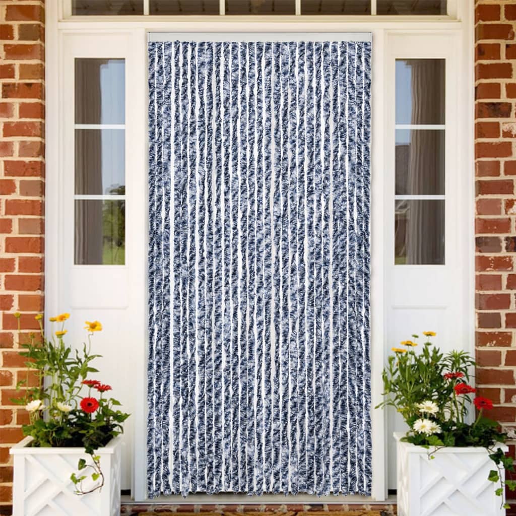 VidaXL Fliegengitter 100x200 cm Chenille Blau und Weiß