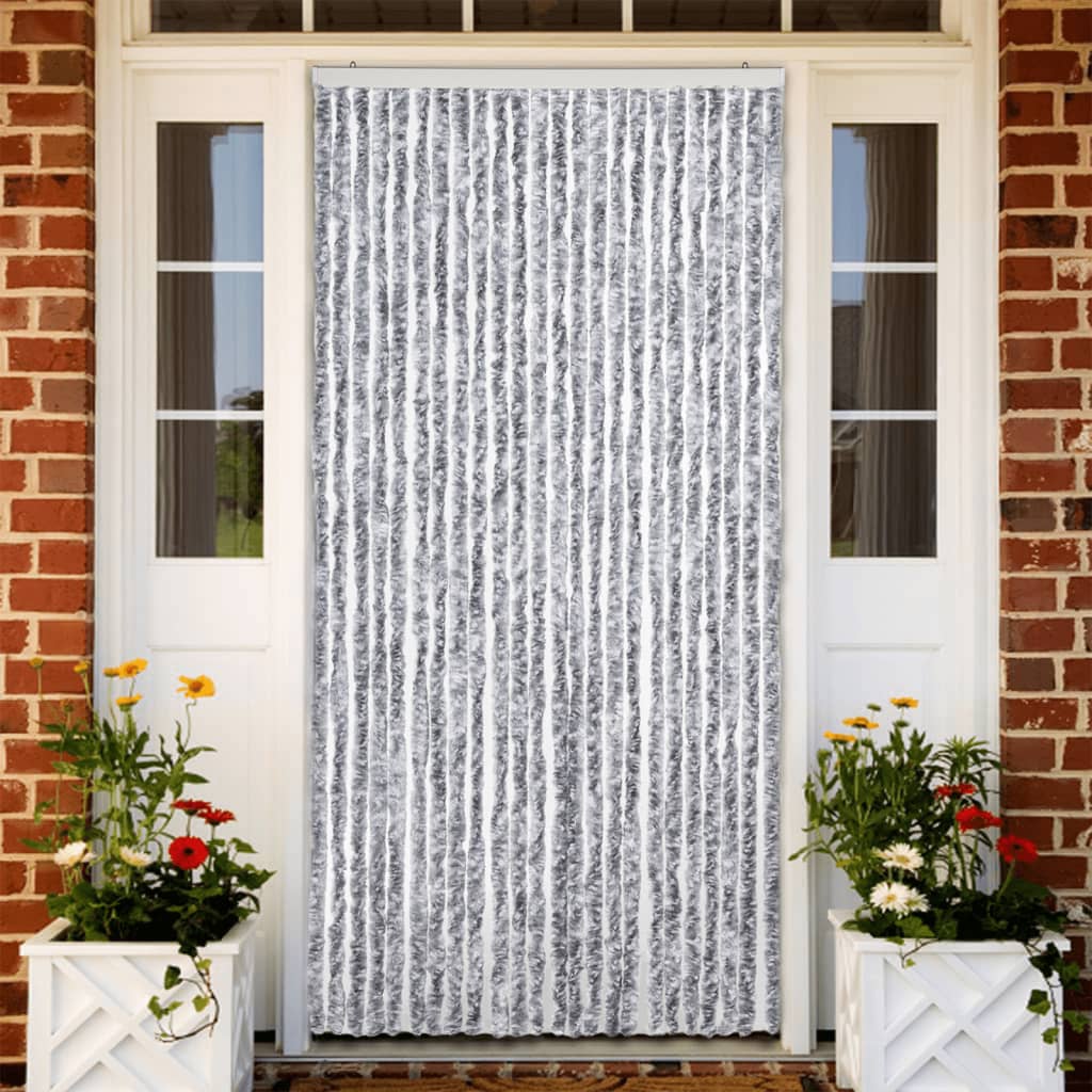 VidaXL Fliegengitter 100x230 cm Chenille Weiß und Grau