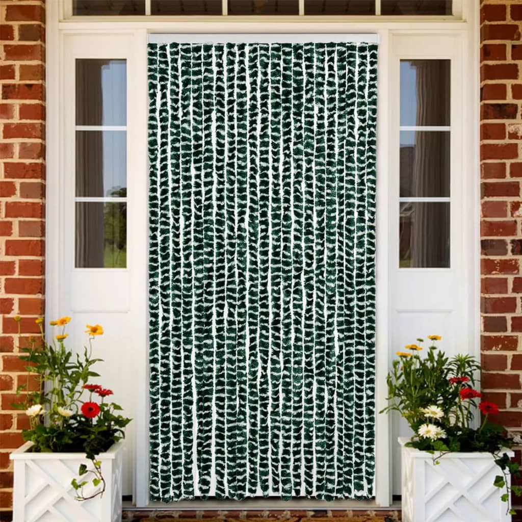 VidaXL Fliegengitter 90x200 cm Chenille Grün und Weiß