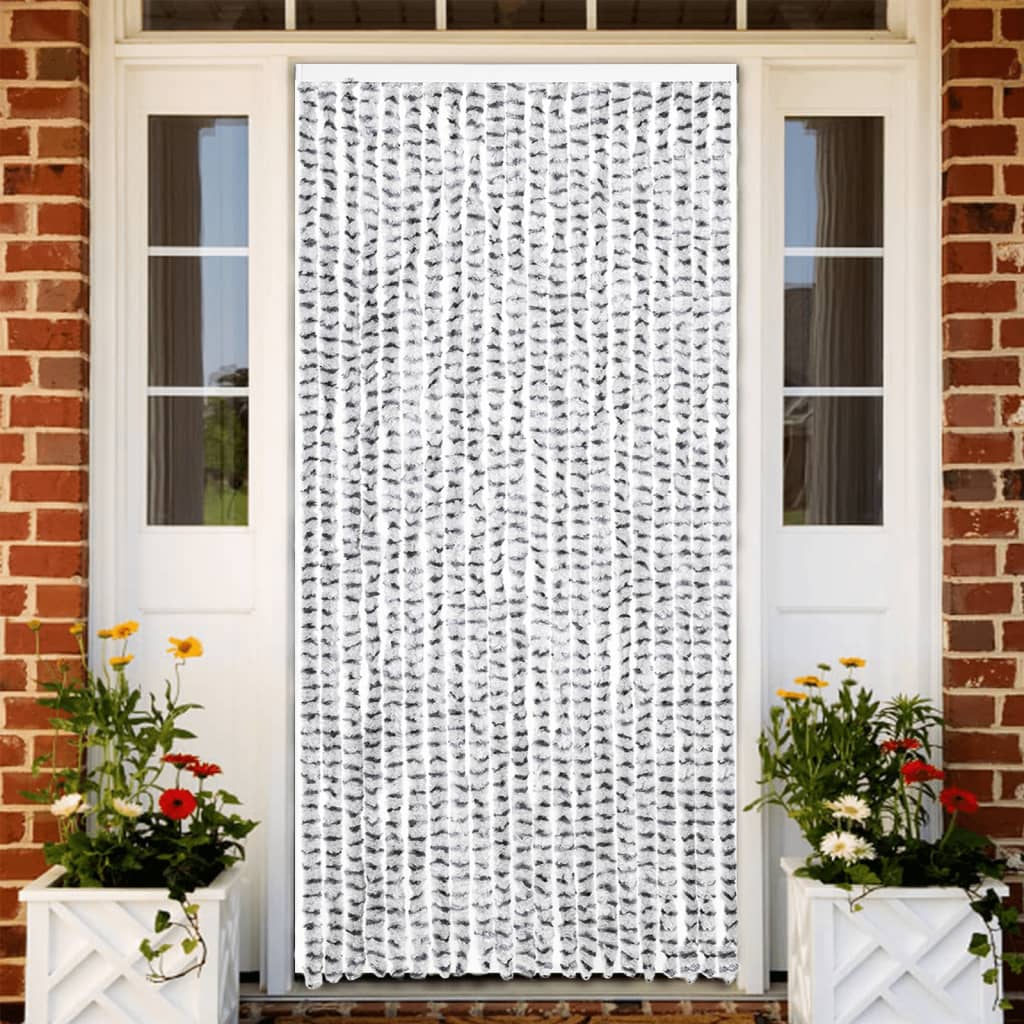 VidaXL Fliegengitter 90x200 cm Chenille Hellgrau und Dunkelgrau