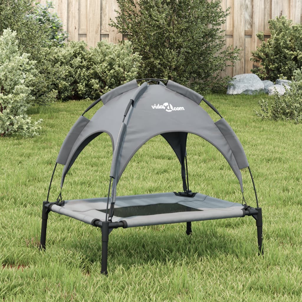 VidaXL Hundebett mit Sonnendach, Oxford-Gewebe und Stahl, Anthrazit