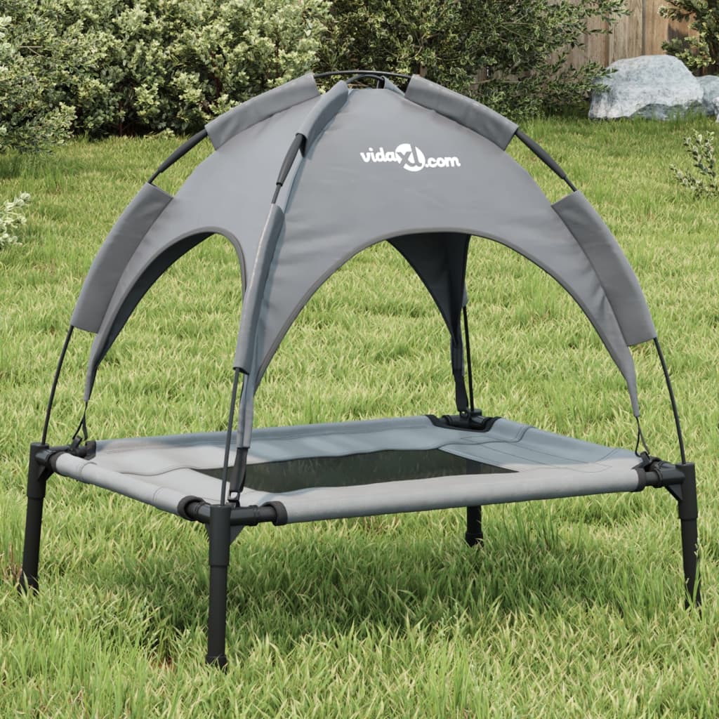 VidaXL Hundebett mit Sonnendach, Oxford-Gewebe und Stahl, Anthrazit