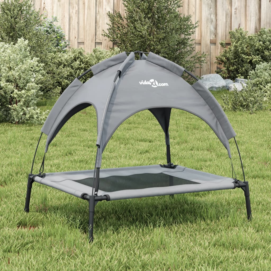 VidaXL Hundebett mit Sonnendach, Oxford-Gewebe und Stahl, Anthrazit