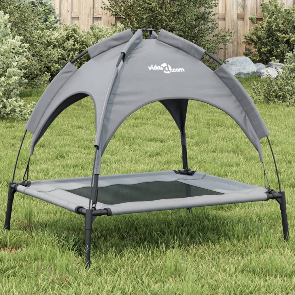 VidaXL Hundebett mit Sonnendach, Oxford-Gewebe und Stahl, Anthrazit
