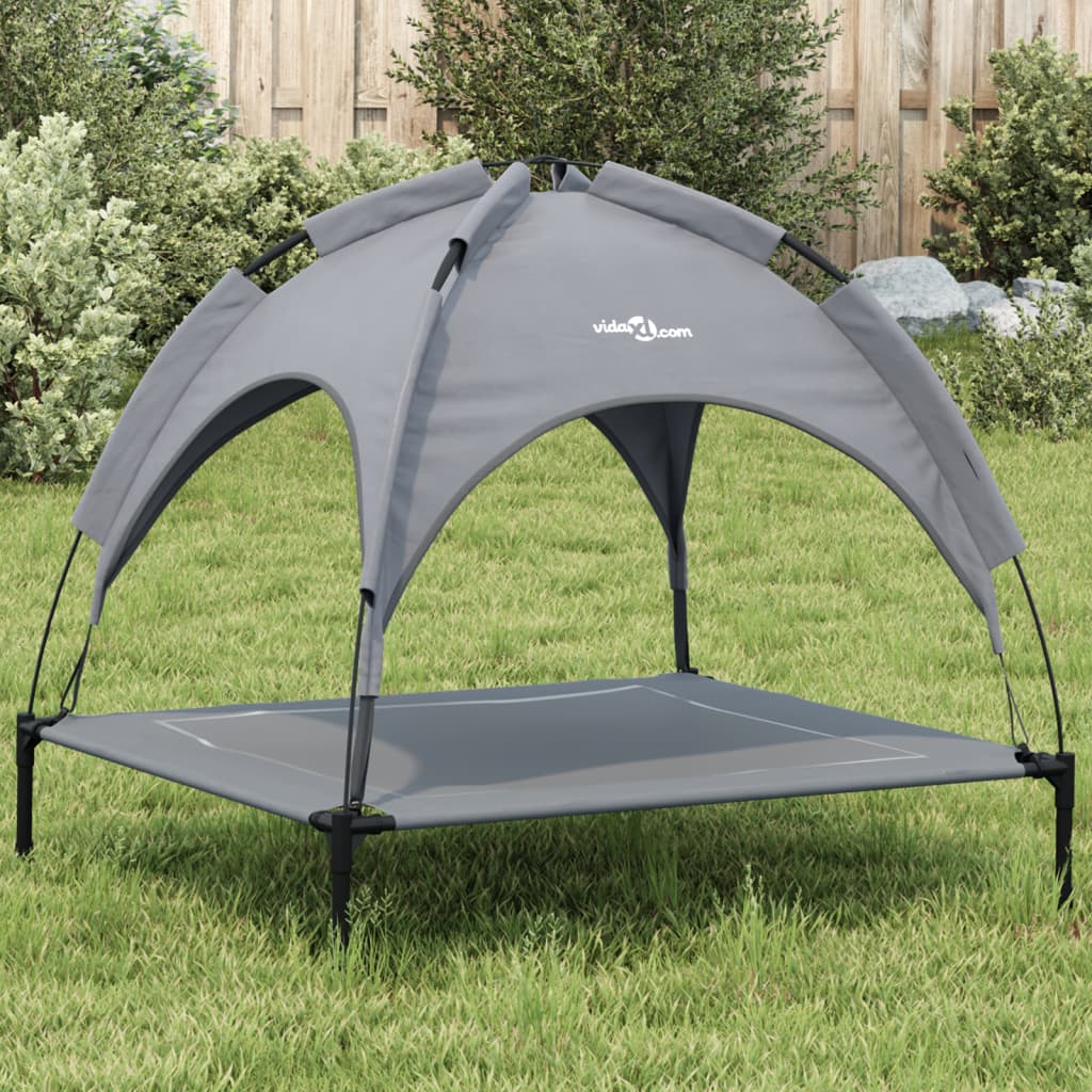VidaXL Hundebett mit Sonnendach, Oxford-Gewebe und Stahl, Anthrazit