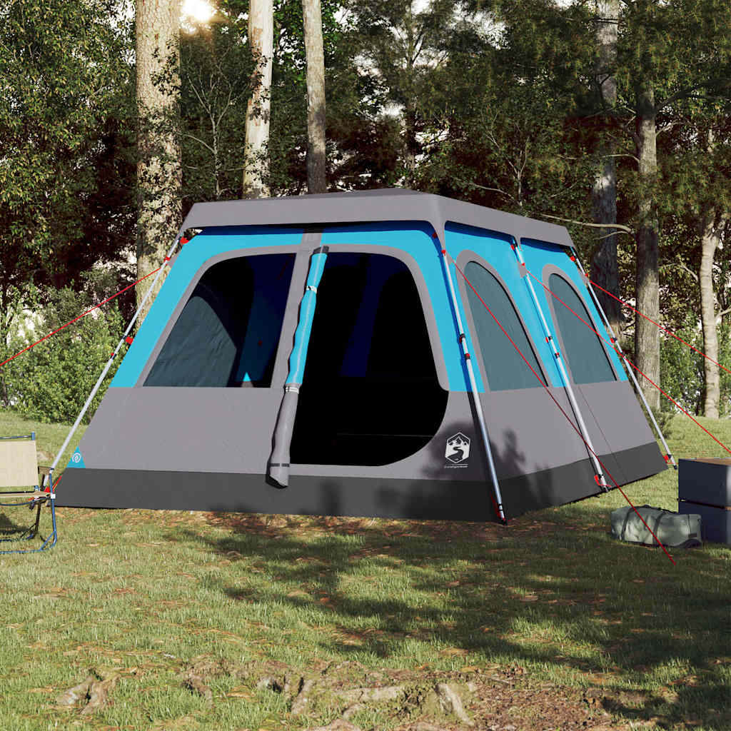 VidaXL Kuppelzelt für 10 Personen mit Schnellverschluss, Blau