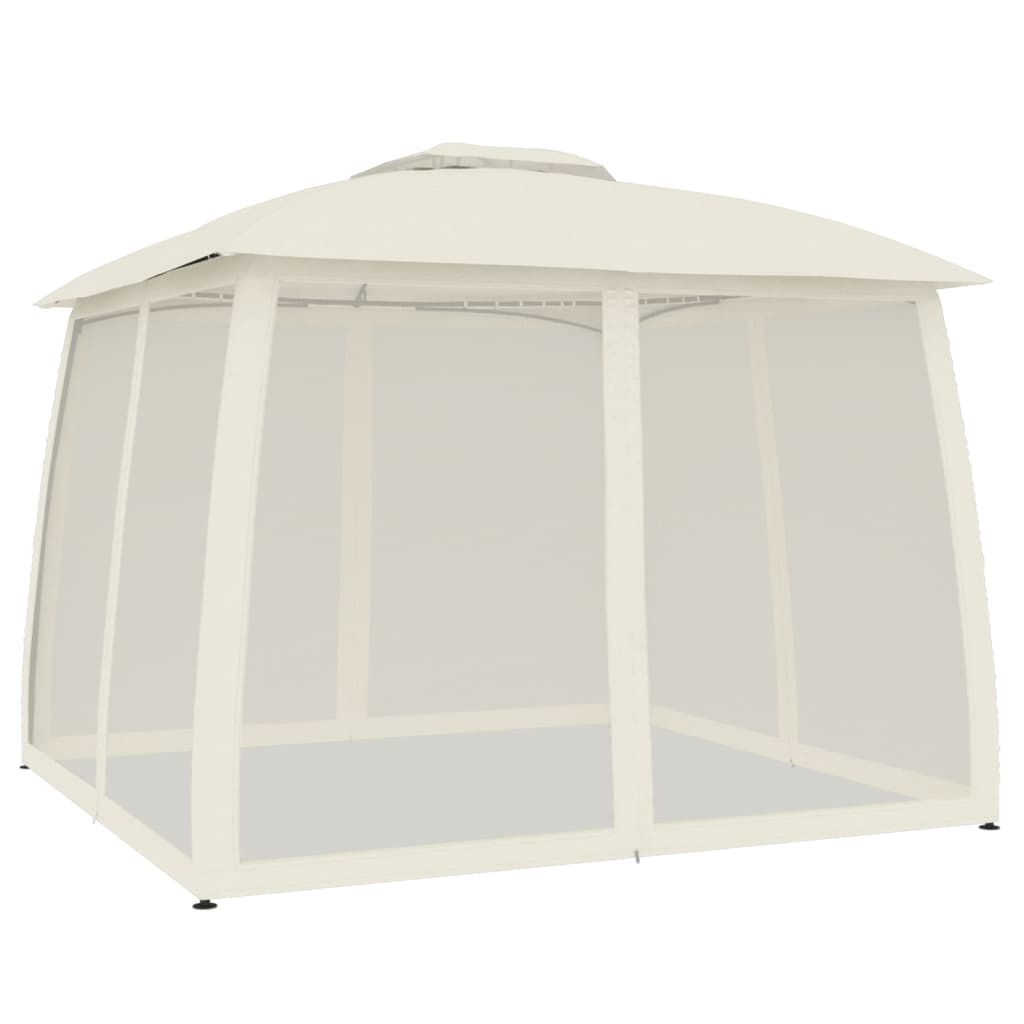 Vidaxl -Arbor -Seitenwände von Netz und Doppeldach 2,93x2,93 m Stahlcreme