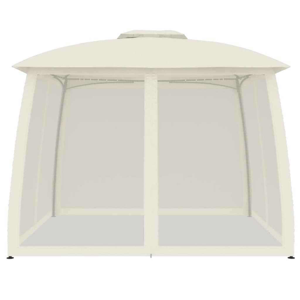 Vidaxl -Arbor -Seitenwände von Netz und Doppeldach 2,93x2,93 m Stahlcreme