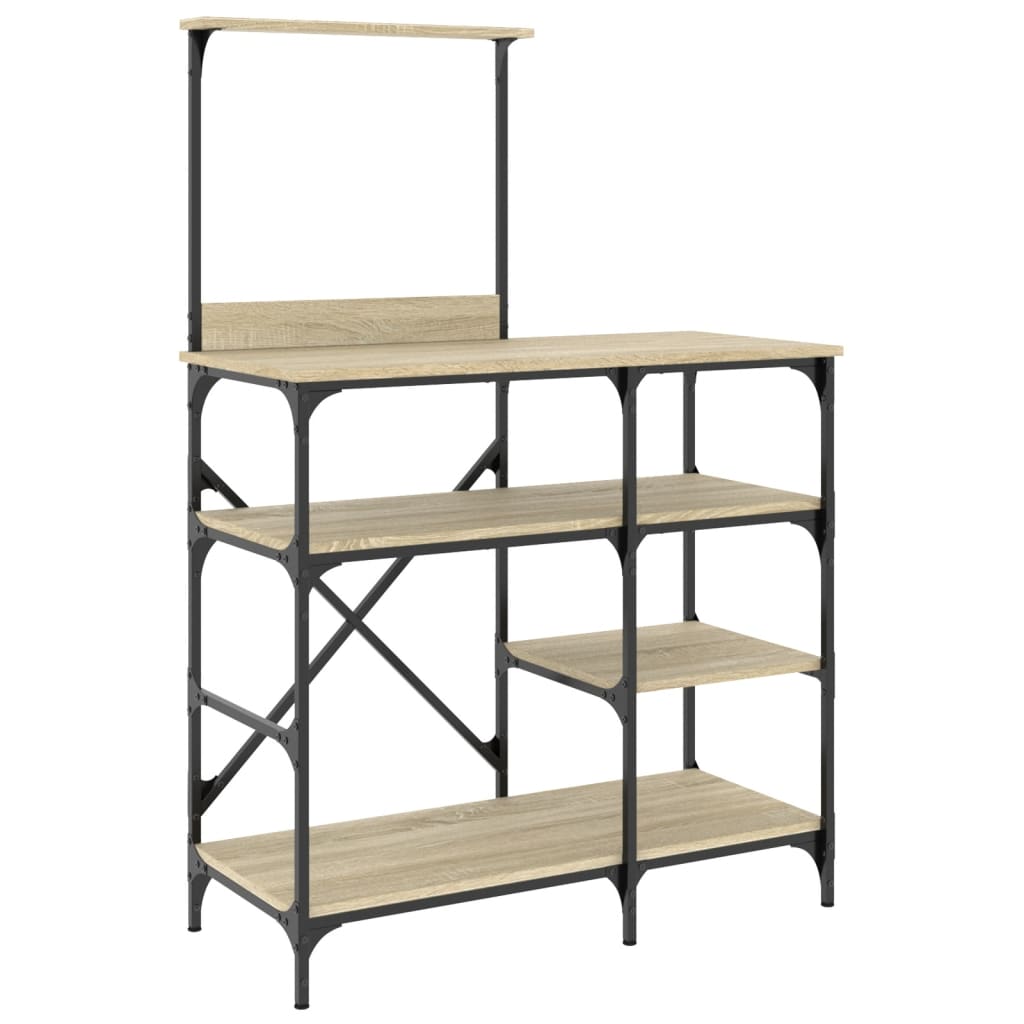 VidaXL Bäckerregal 90x40x132 cm aus Holz und Metall -Eiche
