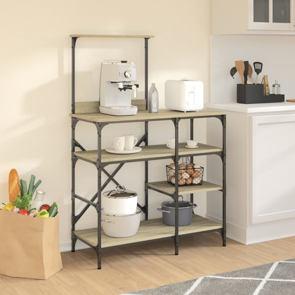 VidaXL Bäckerregal 90x40x132 cm aus Holz und Metall -Eiche