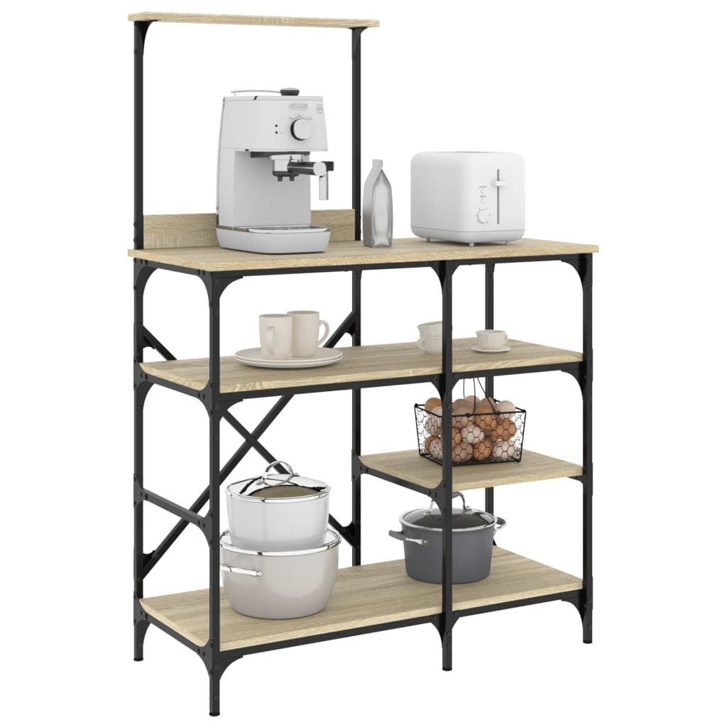 VidaXL Bäckerregal 90x40x132 cm aus Holz und Metall -Eiche