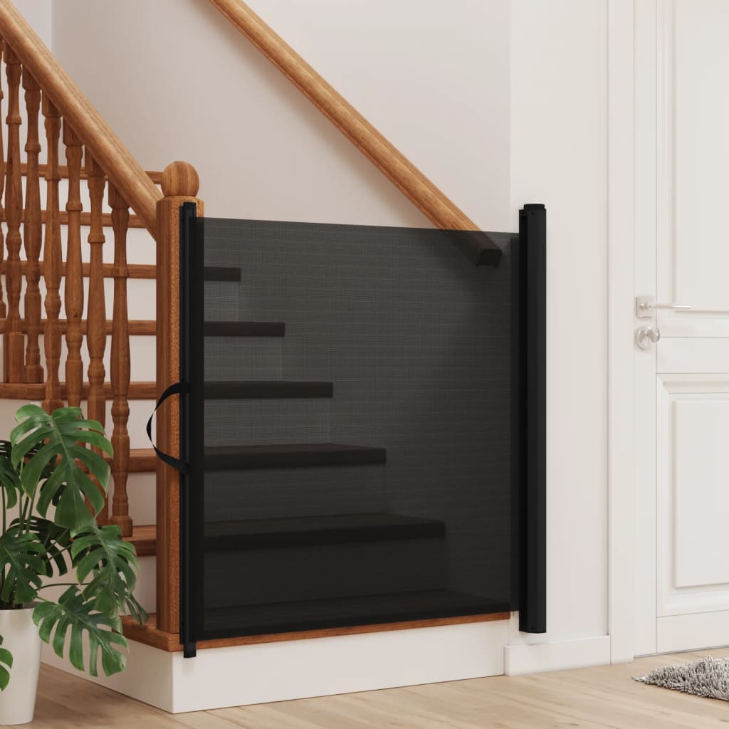 VidaXL Einziehbares Haustiergitter 117,5 x 125 cm Schwarz