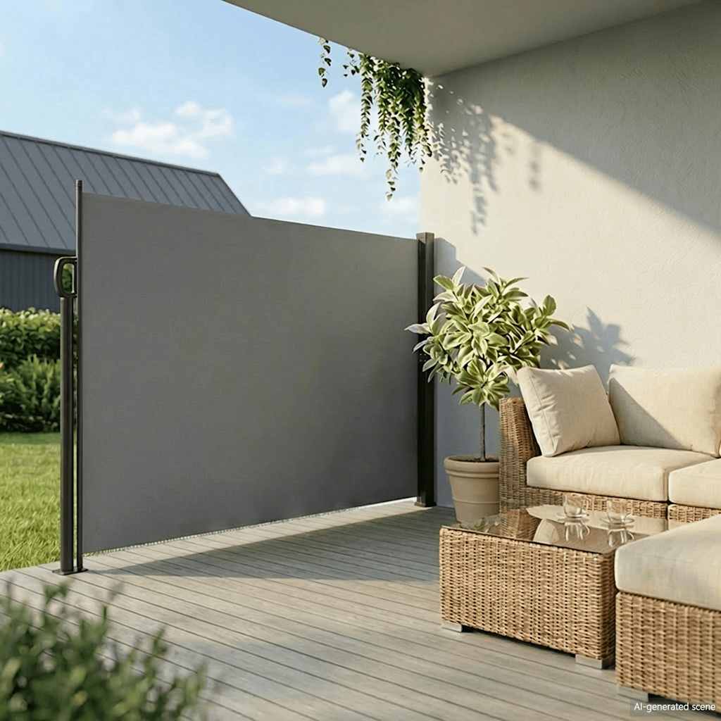 VIDAXL -Windschutz ausziehbar 220x300 cm Anthrazit -gelöscht