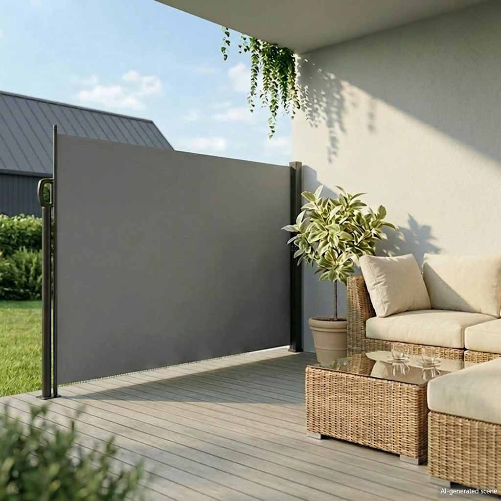 VIDAXL -Windschutz ausziehbar 200x600 cm Anthrazit -geläutet
