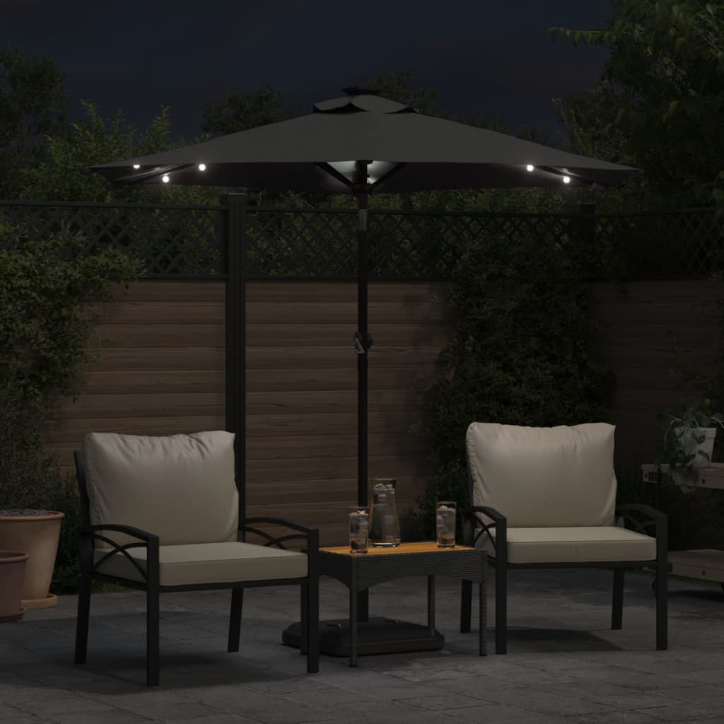 VIDAXL -Sonnenschirm mit LEDs und Stahlpol 225x225x212 cm Anthrazit -gelöscht