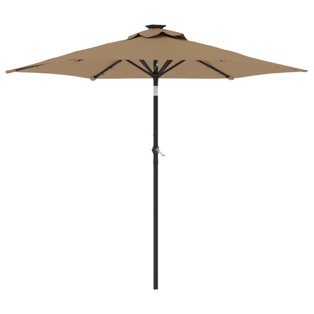 Vidaxx - Sonnenschirm mit LEDs und Stahlpol 225x225x212 cm Taupe